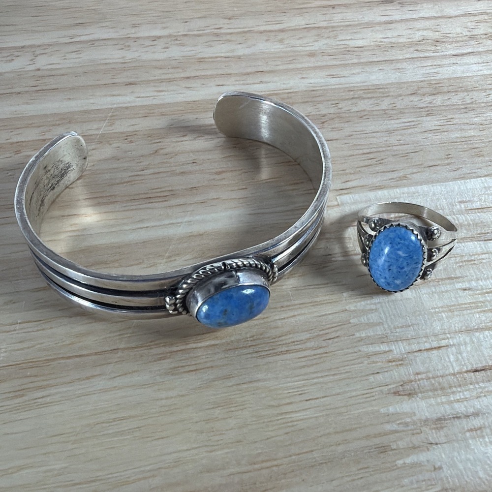 Vintage Sterling Silver J.W Toadlena Navajo Native Cuff Bangle Bracelet And Ring